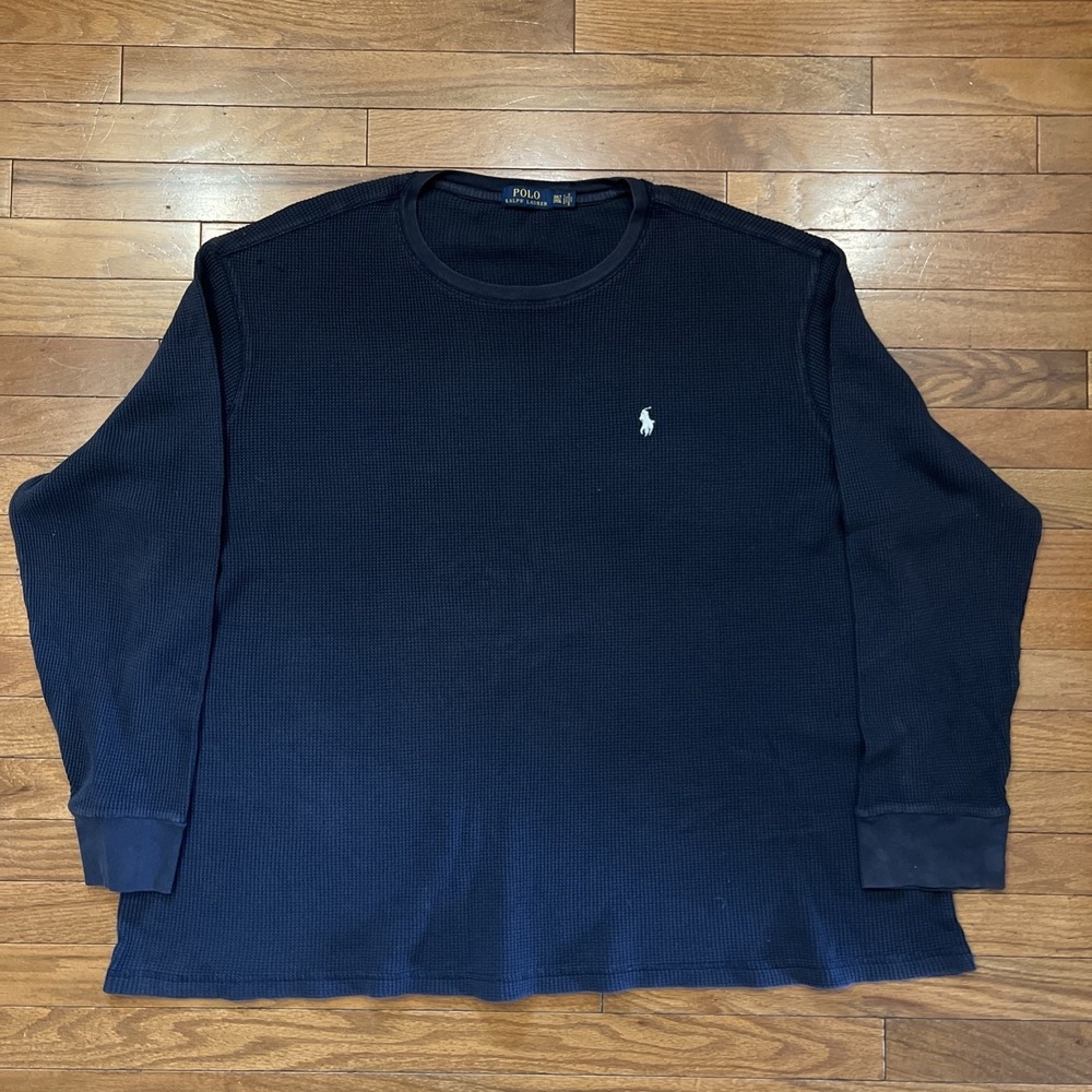 Polo Ralph Lauren Waffle Knit Thermal Shirt Mens 3XLT Navy Blue Long Sleeve